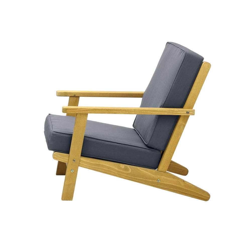 Outdoor Armchair Furniture Sun Lounge Wood Chair Patio Beach Garden Sofa, Wood finish