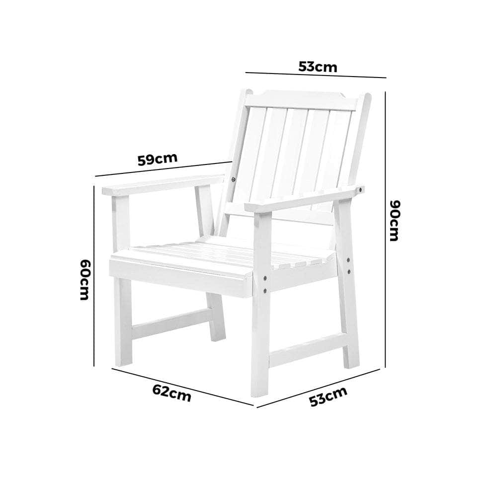 Outdoor Armchair Wooden Patio Furniture 2PCS Chairs Set Garden Seat White | White colour