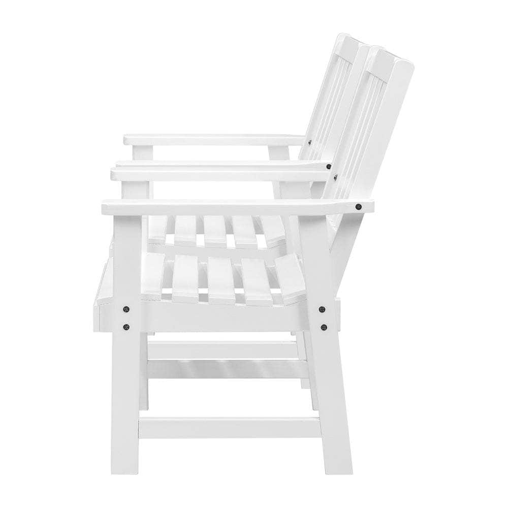 White colour - Outdoor Armchair Wooden Patio Furniture 2PCS Chairs Set Garden Seat White