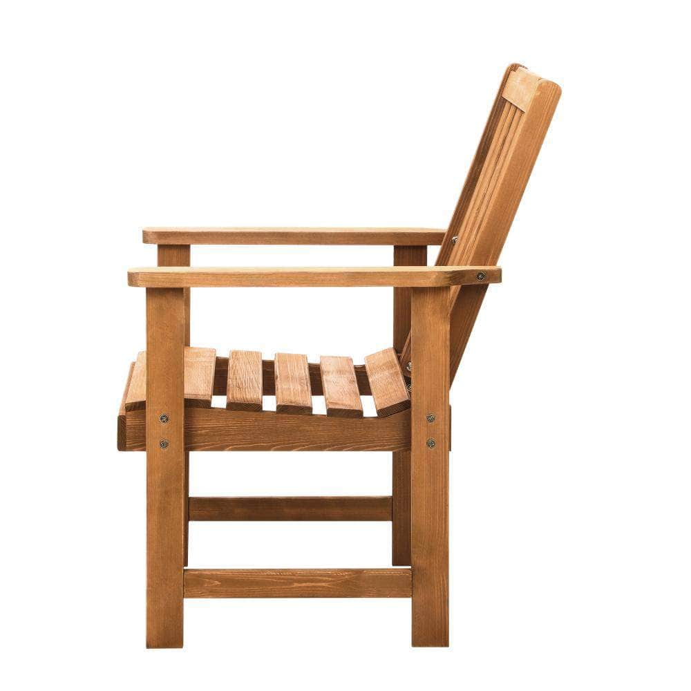 Outdoor Armchair Wooden Patio Furniture Chairs Garden Seat Brown