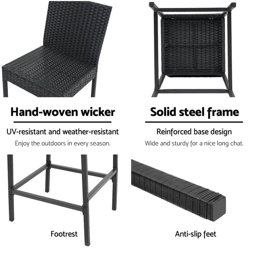 Outdoor Bar Stools Dining Chairs Rattan Furniture X2