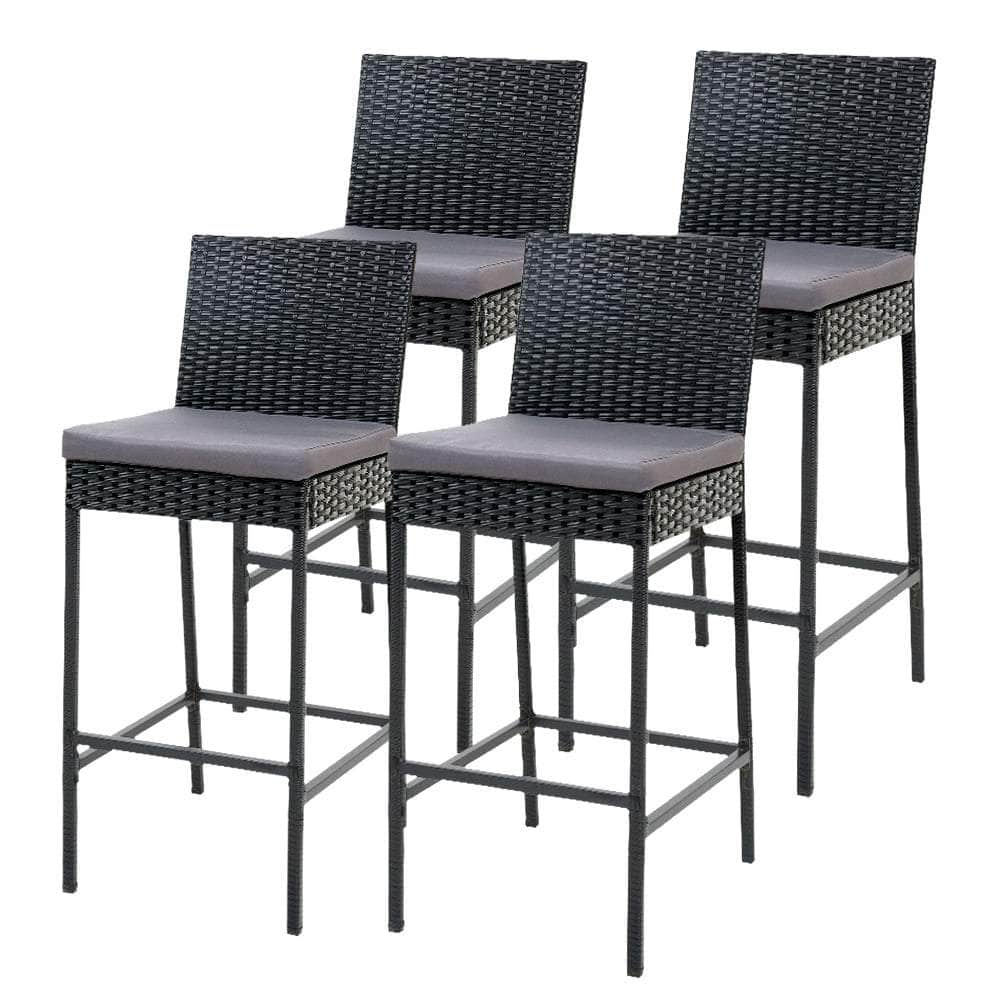 Outdoor Bar Stools Dining Chairs Rattan Furniture X4
