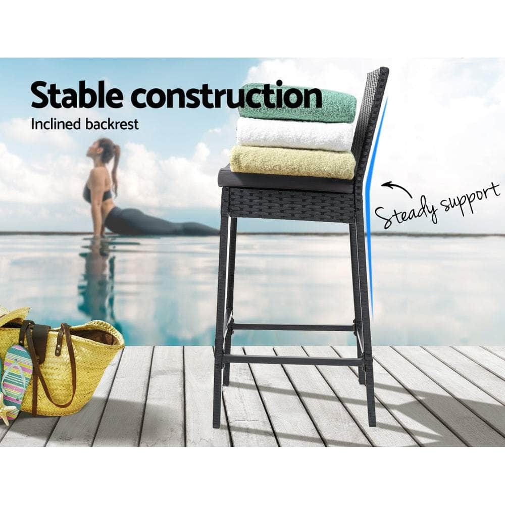 Outdoor Bar Stools Dining Chairs Rattan Furniture X4