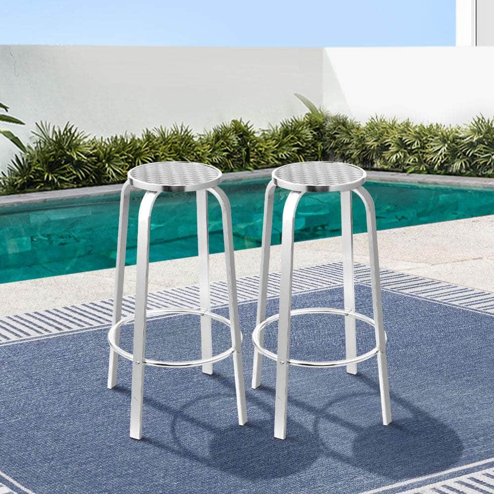 Outdoor Bar Stools Patio Furniture Indoor Bistro Kitchen Aluminum x2