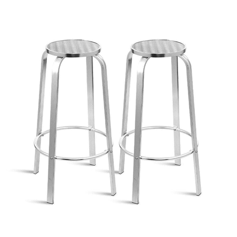 Outdoor Bar Stools Patio Furniture Indoor Bistro Kitchen Aluminum x2