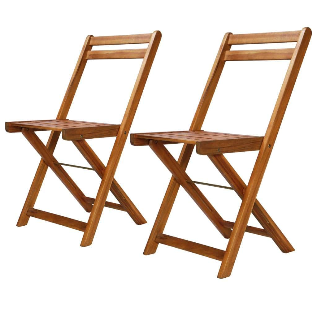 Outdoor Bistro Chairs 2 pcs Solid Acacia Wood - Simple deals