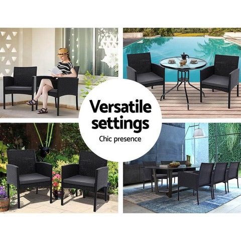 Outdoor Bistro Chairs Patio Furniture Dining Chair Wicker Garden Cushion Gardeon