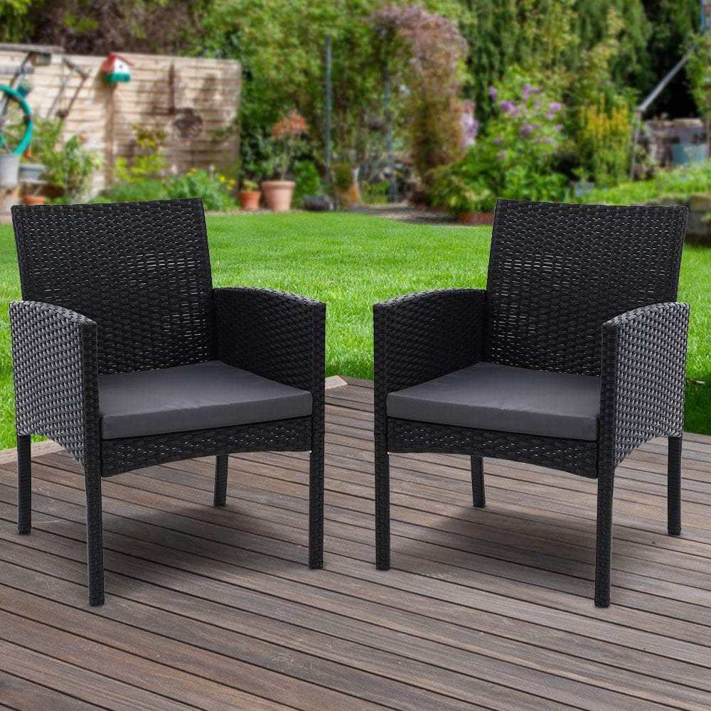 Outdoor Bistro Chairs Patio Furniture Dining Chair Wicker Garden Cushion Gardeon