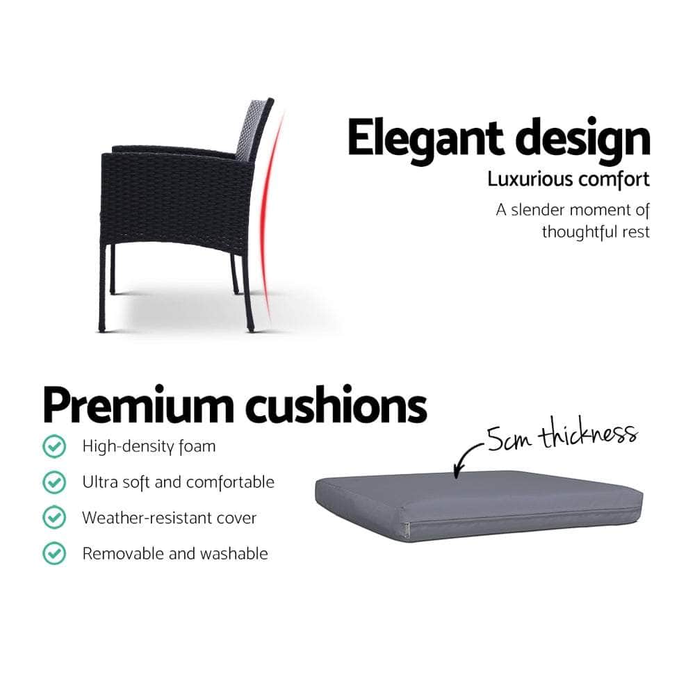 Outdoor Bistro Chairs Patio Furniture Dining Chair Wicker Garden Cushion Gardeon