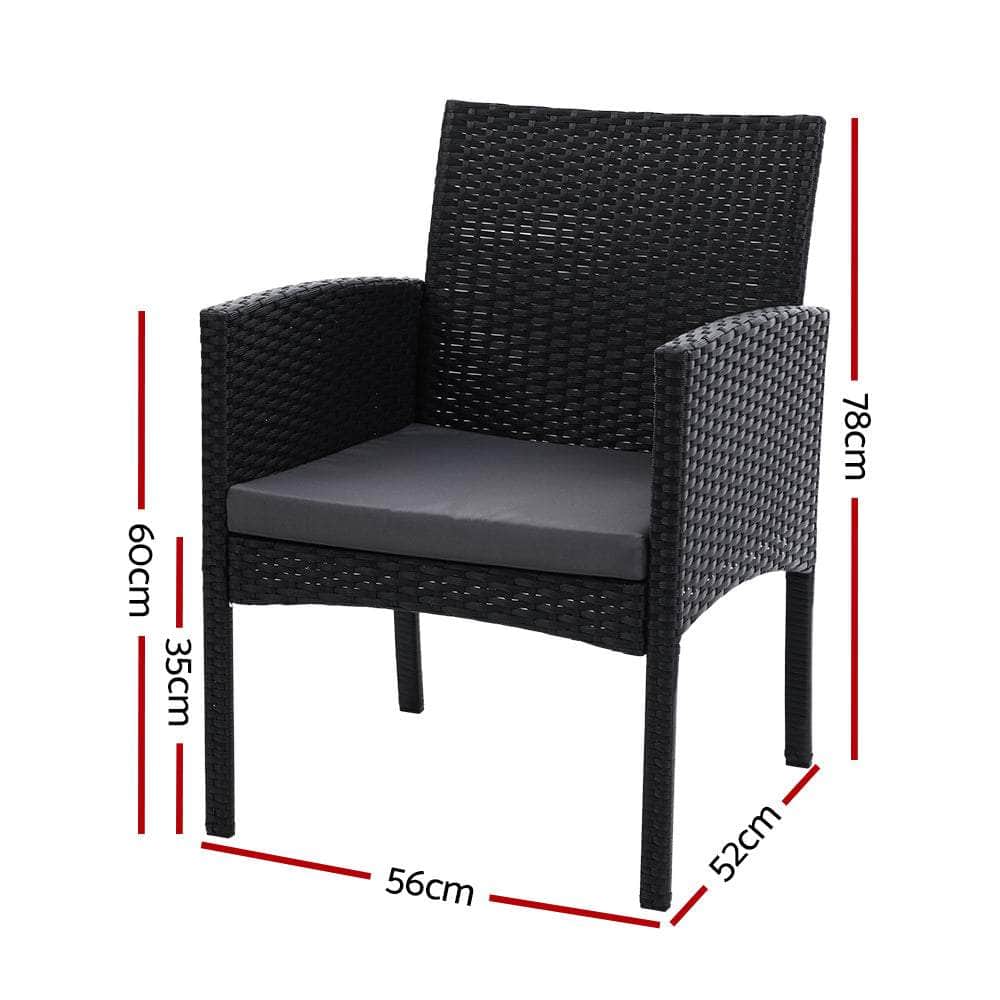 Outdoor Bistro Chairs Patio Furniture Dining Chair Wicker Garden Cushion Gardeon