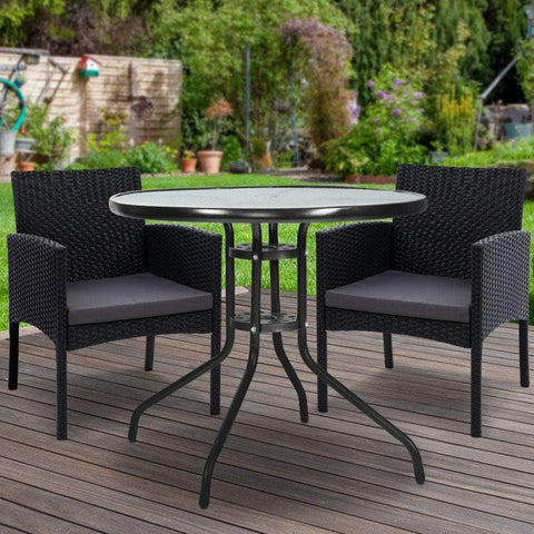 Outdoor Bistro Chairs Patio Furniture Dining Chair Wicker Garden Cushion Tea Coffee Cafe Bar Set