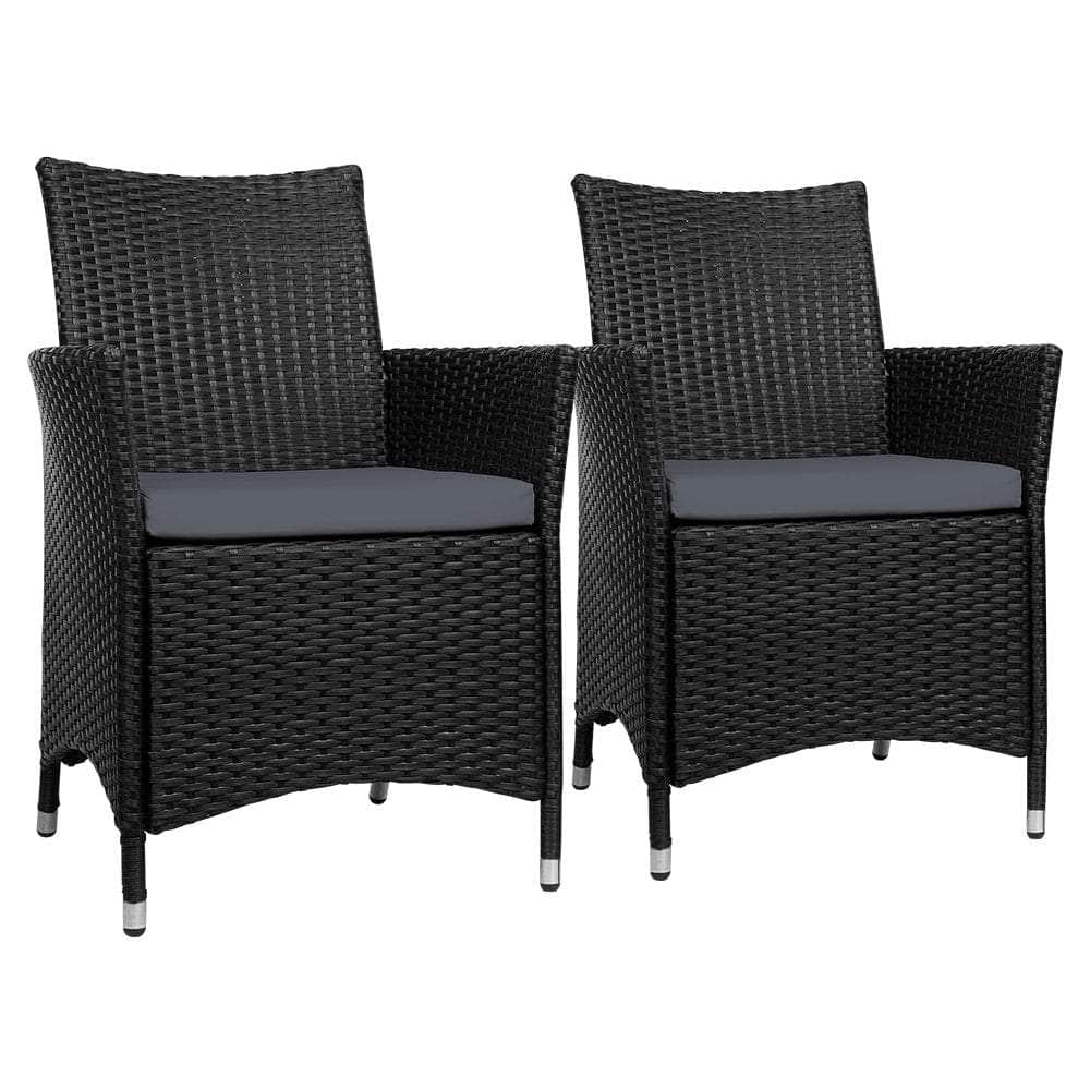 Outdoor Bistro Set Chairs Patio Furniture Dining Wicker Garden Cushion x2 Gardeon