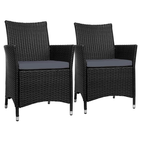 2Pc Outdoor Dining Chairs Patio Furniture Wicker Garden Cushion Idris