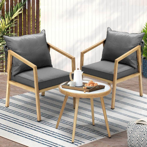Outdoor Bistro Set Dining Chairs Table Patio Furniture Setting 3 Piece