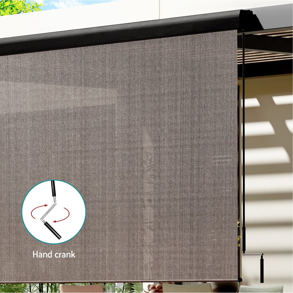 Outdoor Blinds Light Filtering Roll Down Awning Shade 2.1X2.5M Brown | Awnings