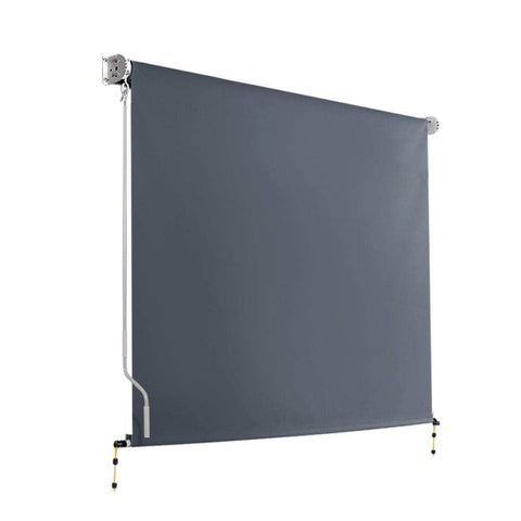 2.4X2.5M Outdoor Blinds Awning Roll Down Canopy Retractable Outdoor Blinds Window Shade Grey