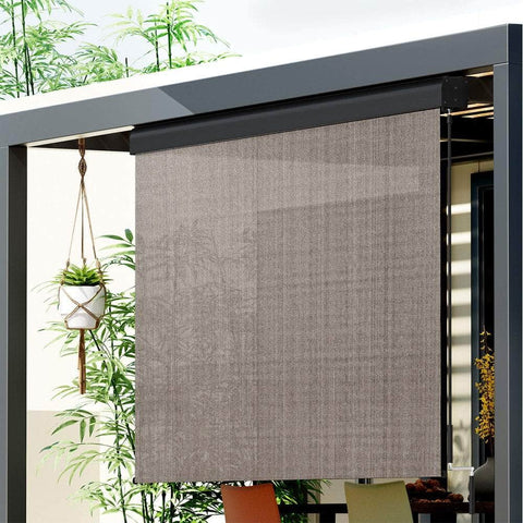Outdoor Blinds Light Filtering Roll Down Awning Shade 2.1X2.5M Brown
