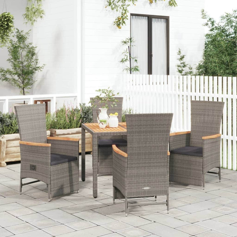 Outdoor Bliss: Stylish 5-Piece Grey Poly Rattan Dining Set