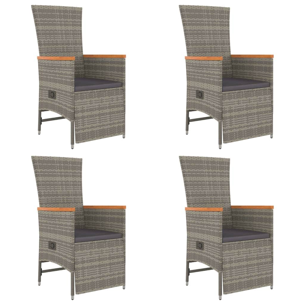 Outdoor Bliss: Stylish 5-Piece Grey Poly Rattan Dining Set with Cushions