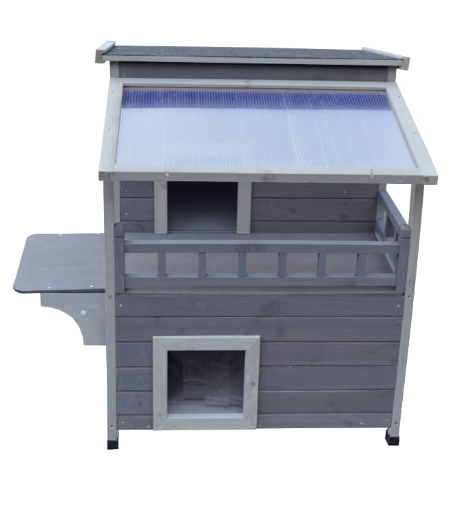 2 Story Outdoor Cat Shelter Condo With Escape Door Rainproof Kitty House, Cat Furniture - photo 7