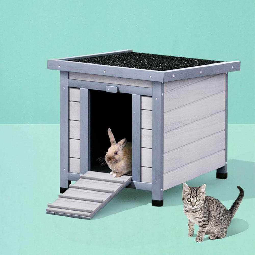 Outdoor Cat House & Rabbit Hutch - Wooden Shelter & Small Enclosure
