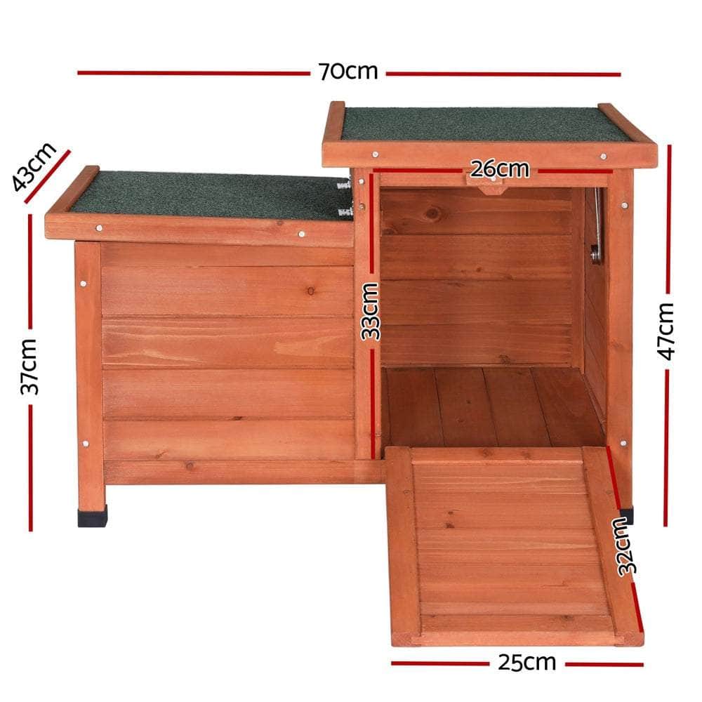 Outdoor Cat House & Rabbit Hutch - Wooden Shelter, Small Enclosure