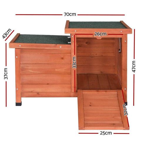 Outdoor Cat House & Rabbit Hutch - Wooden Shelter, Small Enclosure