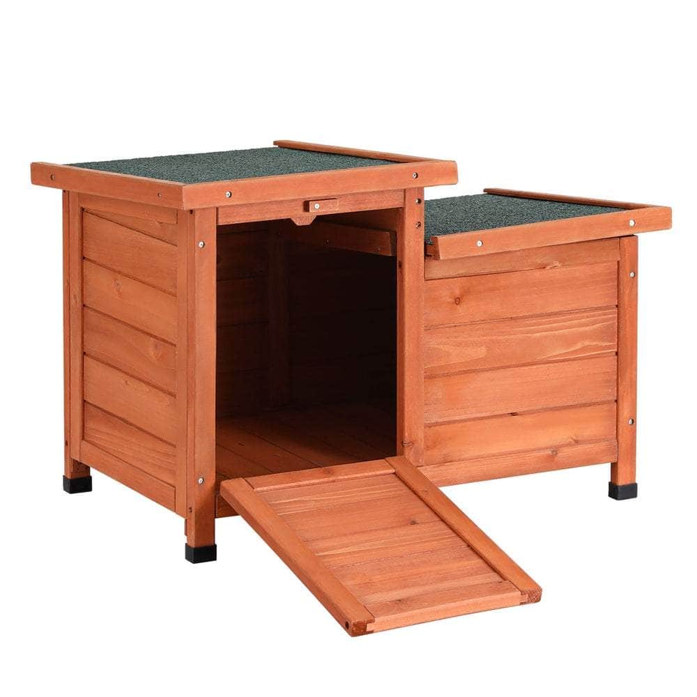 Outdoor Cat House & Rabbit Hutch - Wooden Shelter, Small Enclosure