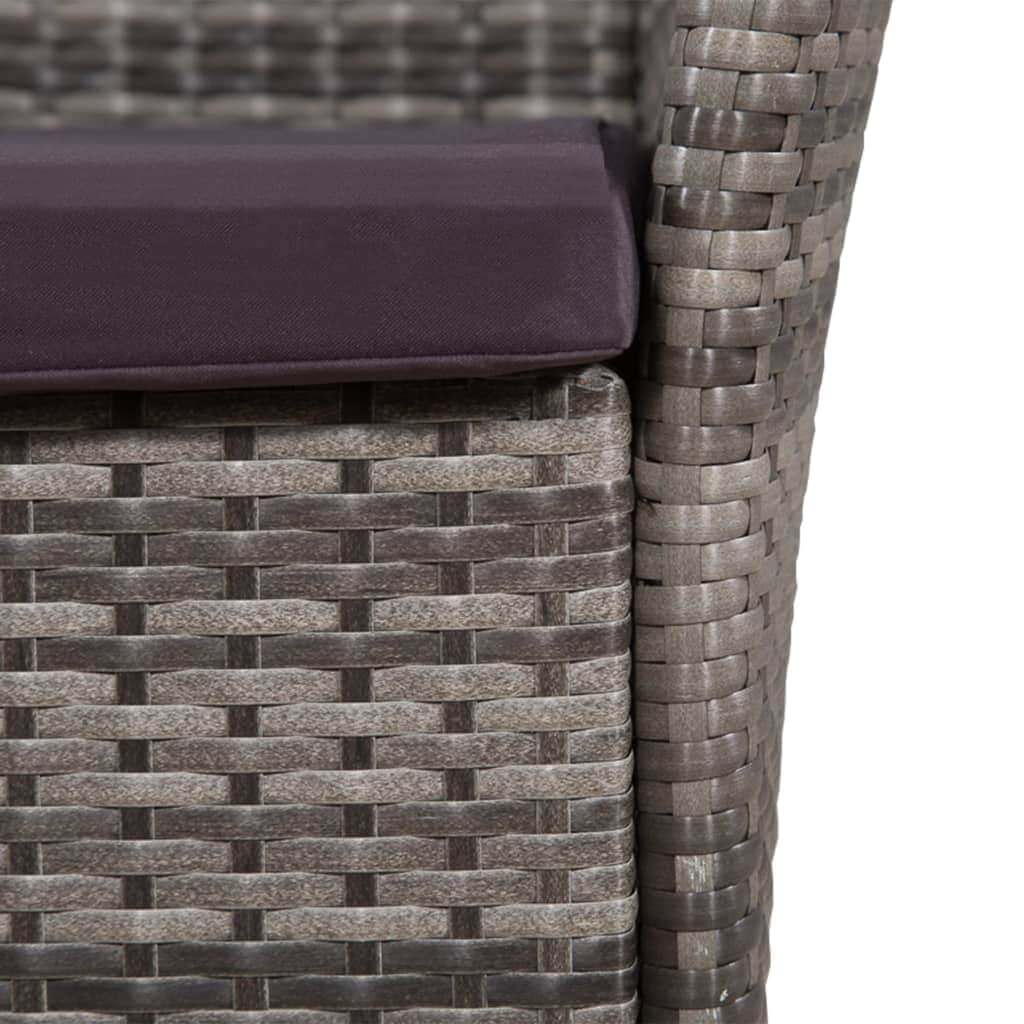 Outdoor Chair and Stool with Cushions Poly Rattan Grey - Simple deals