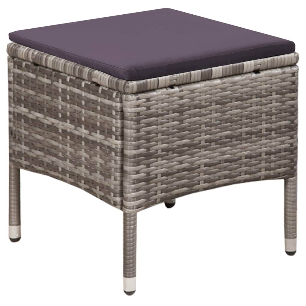 Outdoor Chair and Stool with Cushions Poly Rattan Grey - Simple deals