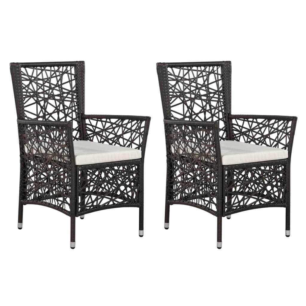 Outdoor Chairs 2 pcs with Cushions Poly Rattan Brown - Simple deals