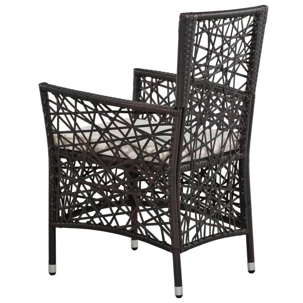 Outdoor Chairs 2 pcs with Cushions Poly Rattan Brown