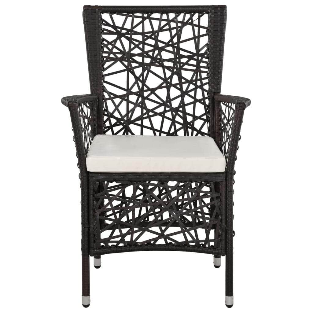 Outdoor Chairs 2 pcs with Cushions Poly Rattan Brown