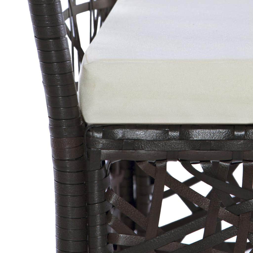 Outdoor Chairs 2 pcs with Cushions Poly Rattan Brown
