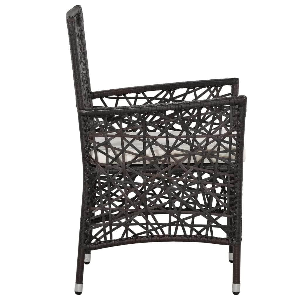 Outdoor Chairs 2 pcs with Cushions Poly Rattan Brown