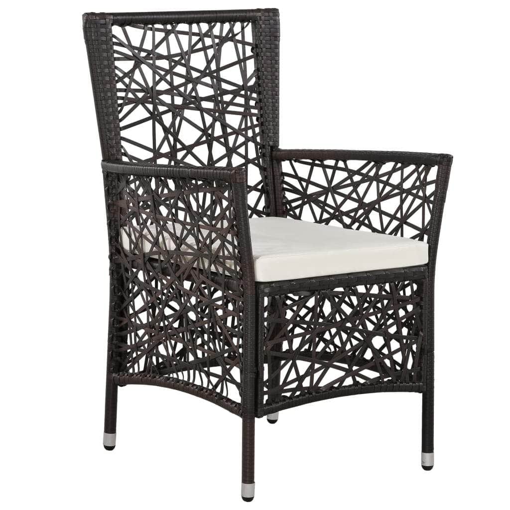Outdoor Chairs 2 pcs with Cushions Poly Rattan Brown - Simple deals