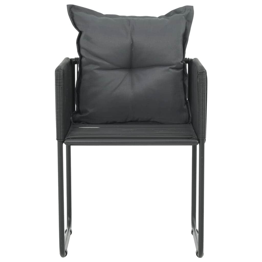 Outdoor Chairs 2 pcs with Pillows Poly Rattan Black - Simple deals