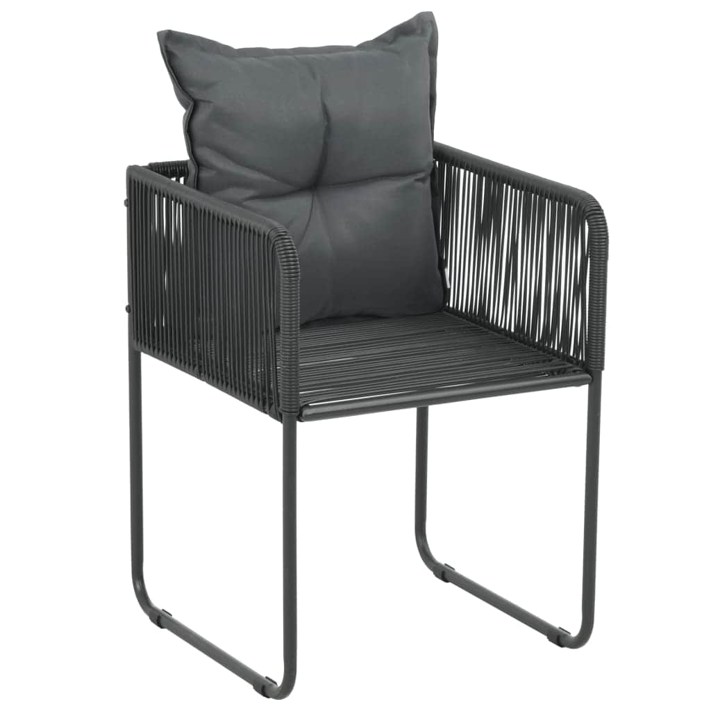 Outdoor Chairs 2 pcs with Pillows Poly Rattan Black - Simple deals