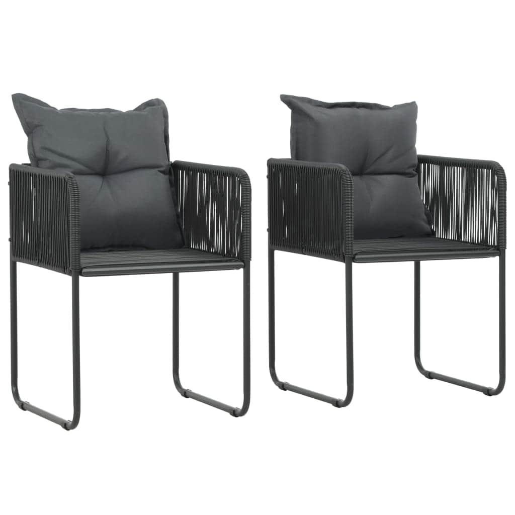 Outdoor Chairs 2 pcs with Pillows Poly Rattan Black - Simple deals