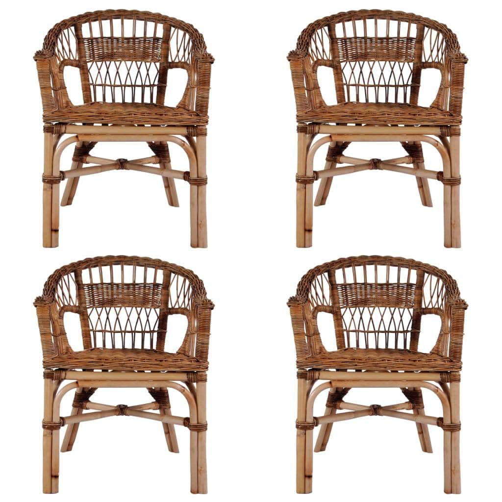 Outdoor Chairs 4 pcs Natural Rattan Brown