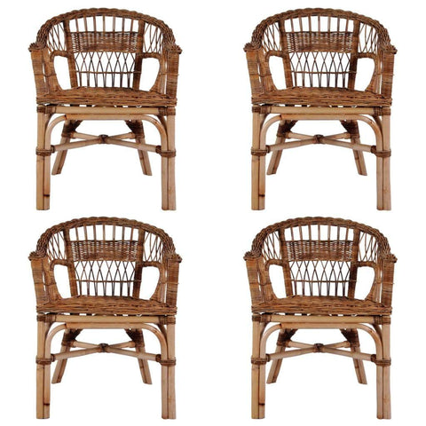 Outdoor Chairs 4 pcs Natural Rattan Brown