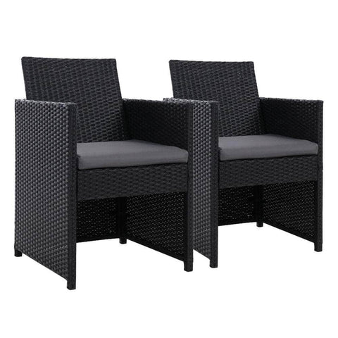 2Pc Outdoor Dining Chairs Patio Furniture Wicker Garden Cushion Hugo