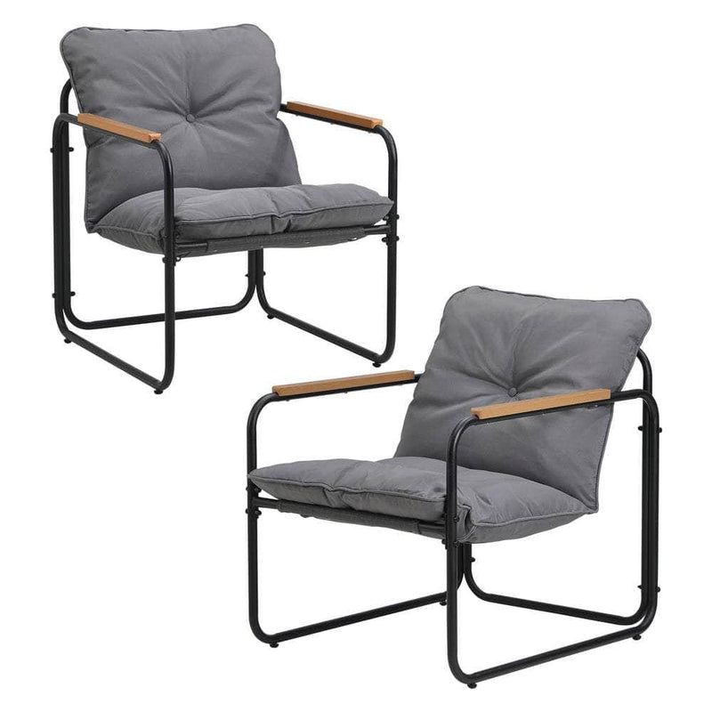 Outdoor Chairs Set Garden Patio Armchair Black/White with Black colour