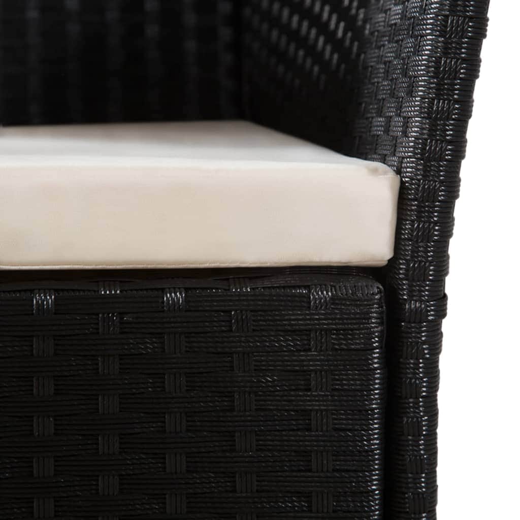 Outdoor Chairs with Cushions 2 pcs Poly Rattan Black