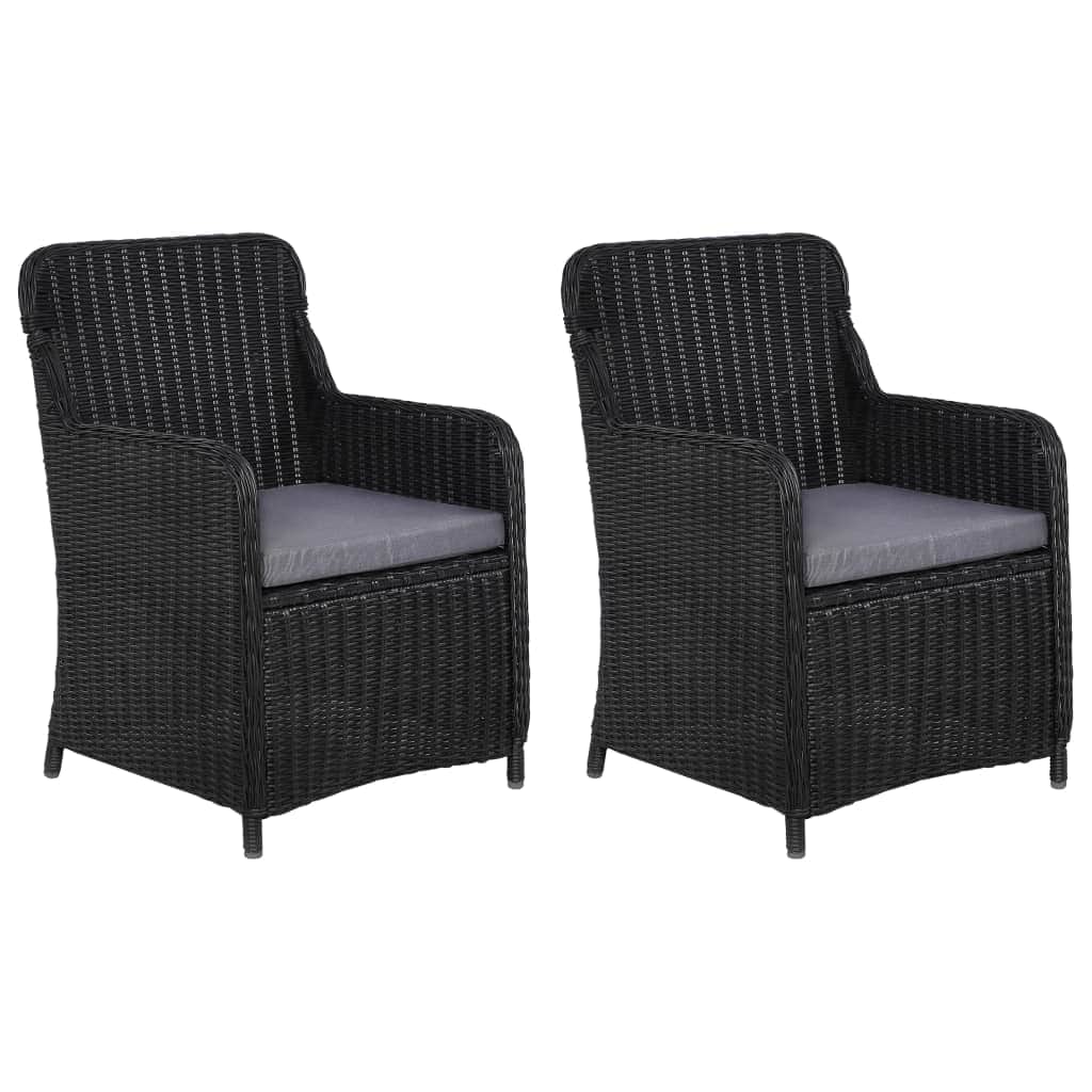 Outdoor Chairs with Cushions 2 pcs Poly Rattan Black - Simple deals