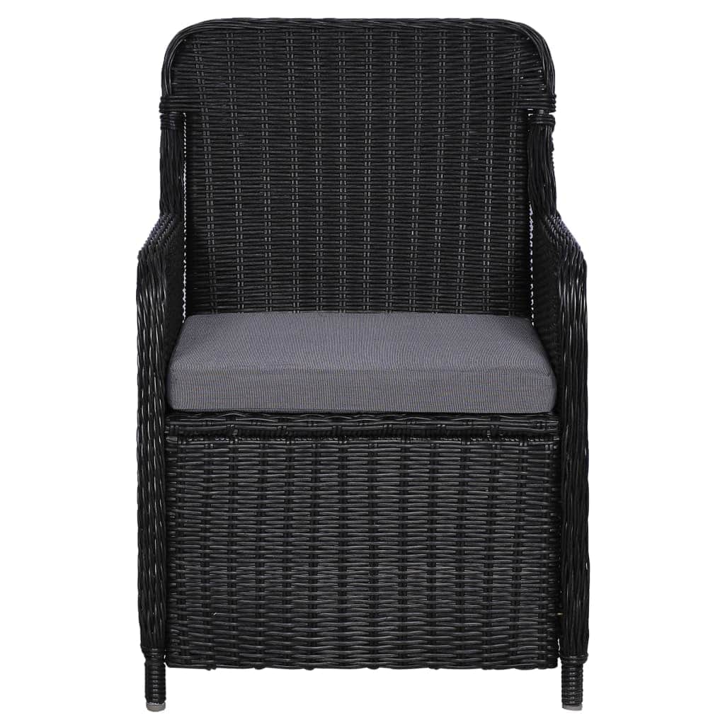 Outdoor Chairs with Cushions 2 pcs Poly Rattan Black - Simple deals