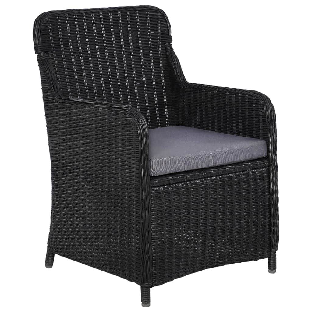 Outdoor Chairs with Cushions 2 pcs Poly Rattan Black - Simple deals