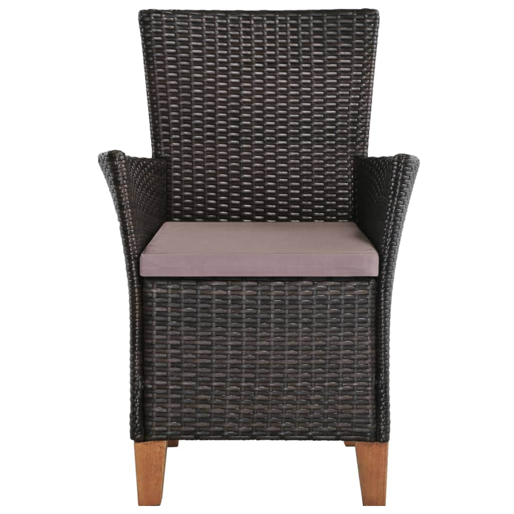 Outdoor Chairs with Cushions 2 pcs Poly Rattan Brown