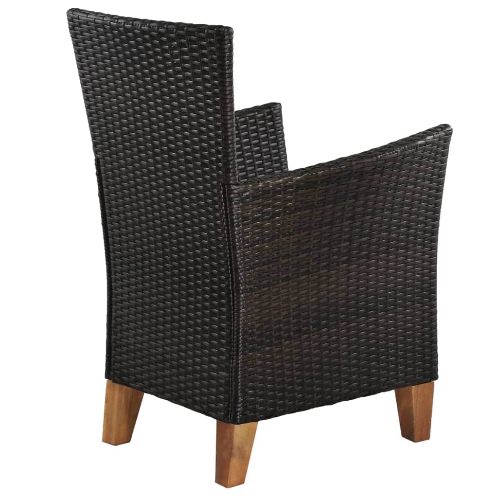 Outdoor Chairs with Cushions 2 pcs Poly Rattan Brown