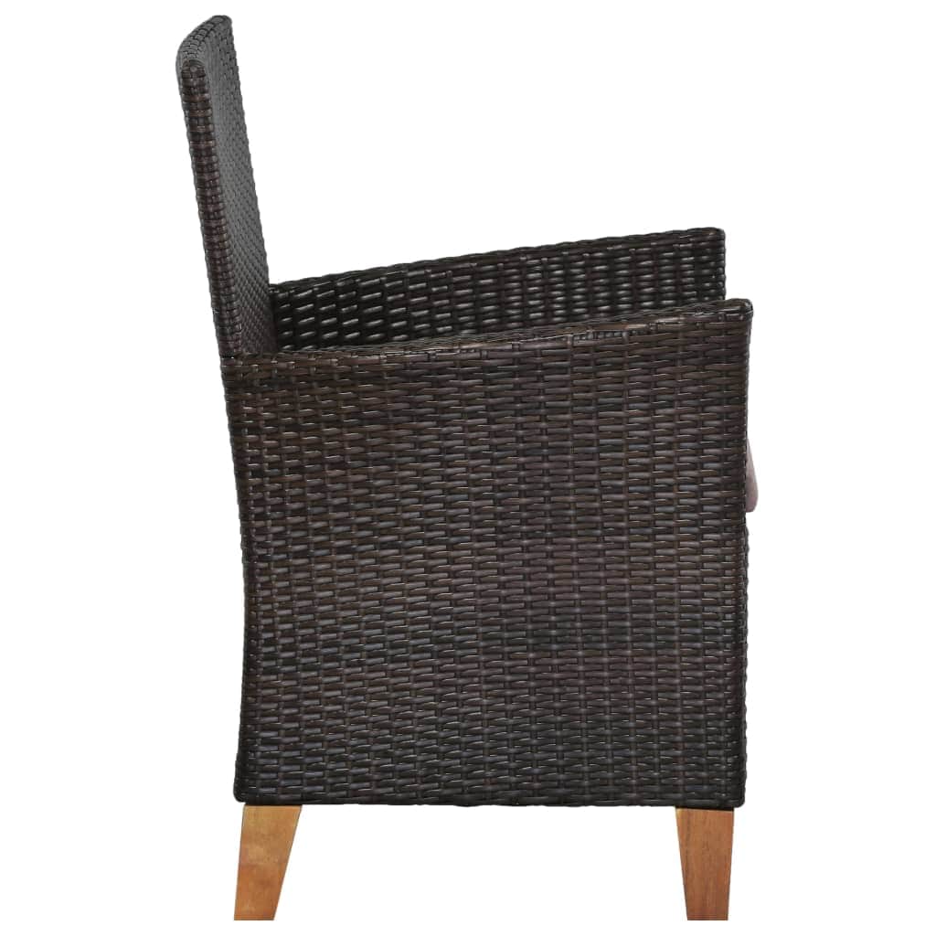 Outdoor Chairs with Cushions 2 pcs Poly Rattan Brown